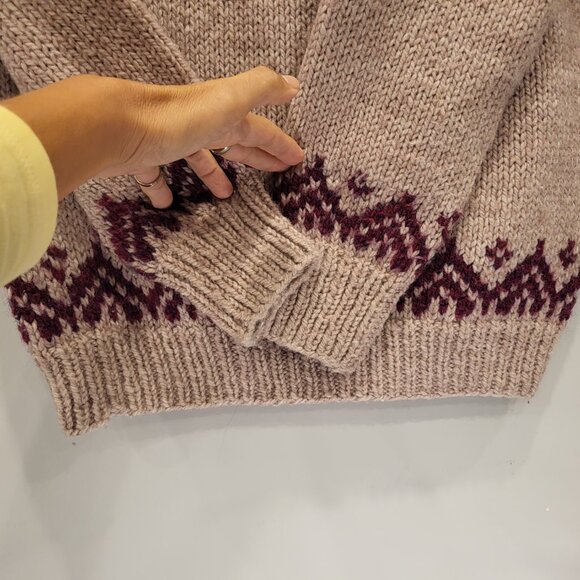 Fair Isle Wool Hand knitted Sweater Two Tone - Picture 6 of 7